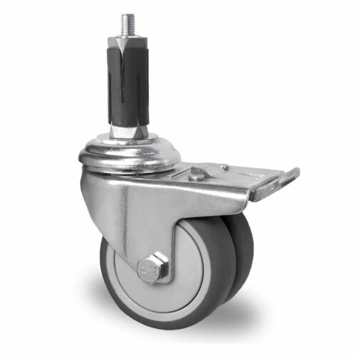 With bolt fastening castor, with brake, galvanized sheet steel fork with a double ball bearing, inner part of wheel made of polypropylene and tread thermoplastic rubber BDXHHC0050P2T2B42