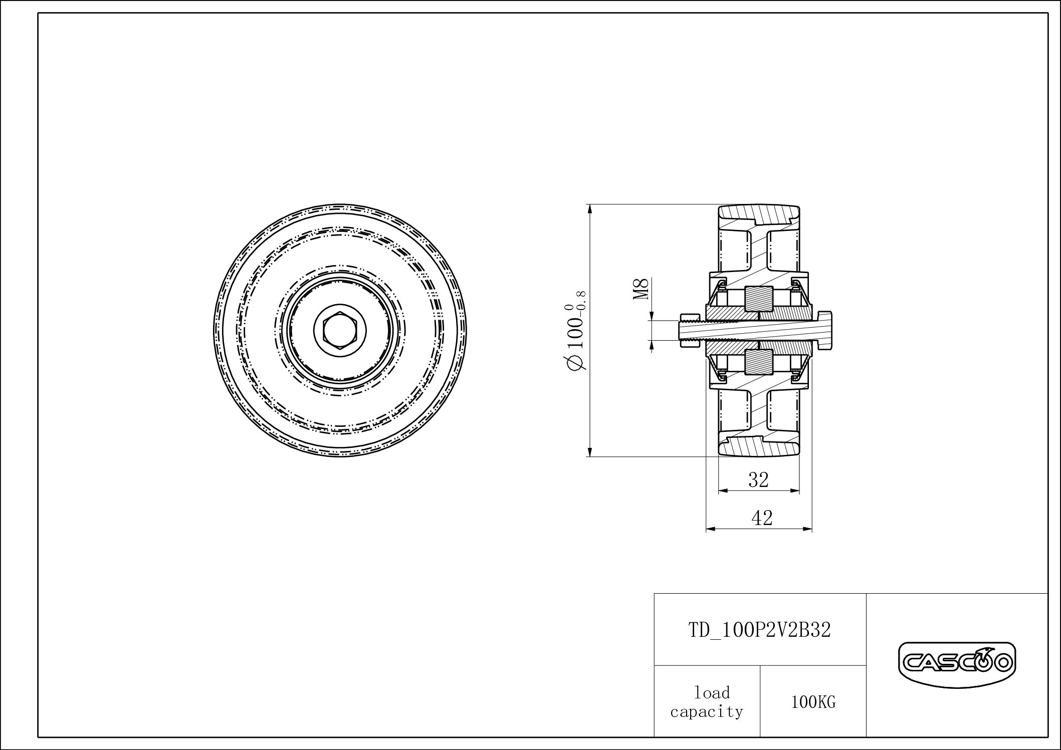 100P2V2B32_drawing Irtopyörä 100P2V2B32