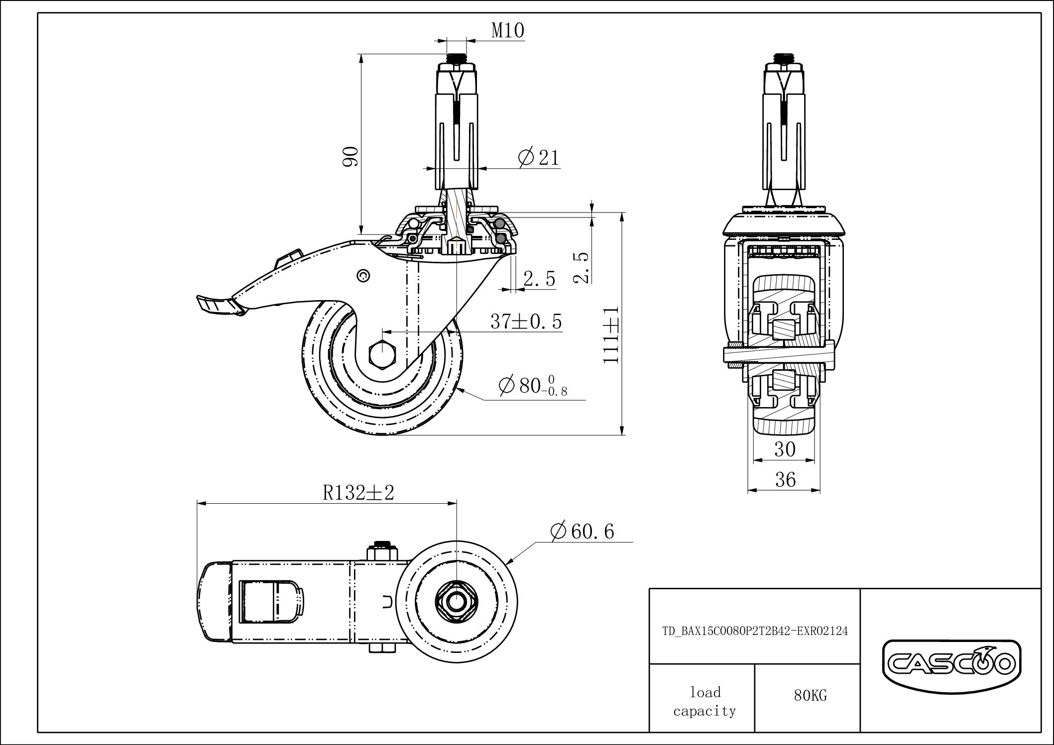 BAX15C0080P2T2B42_drawing Castor BAX15C0080P2T2B42