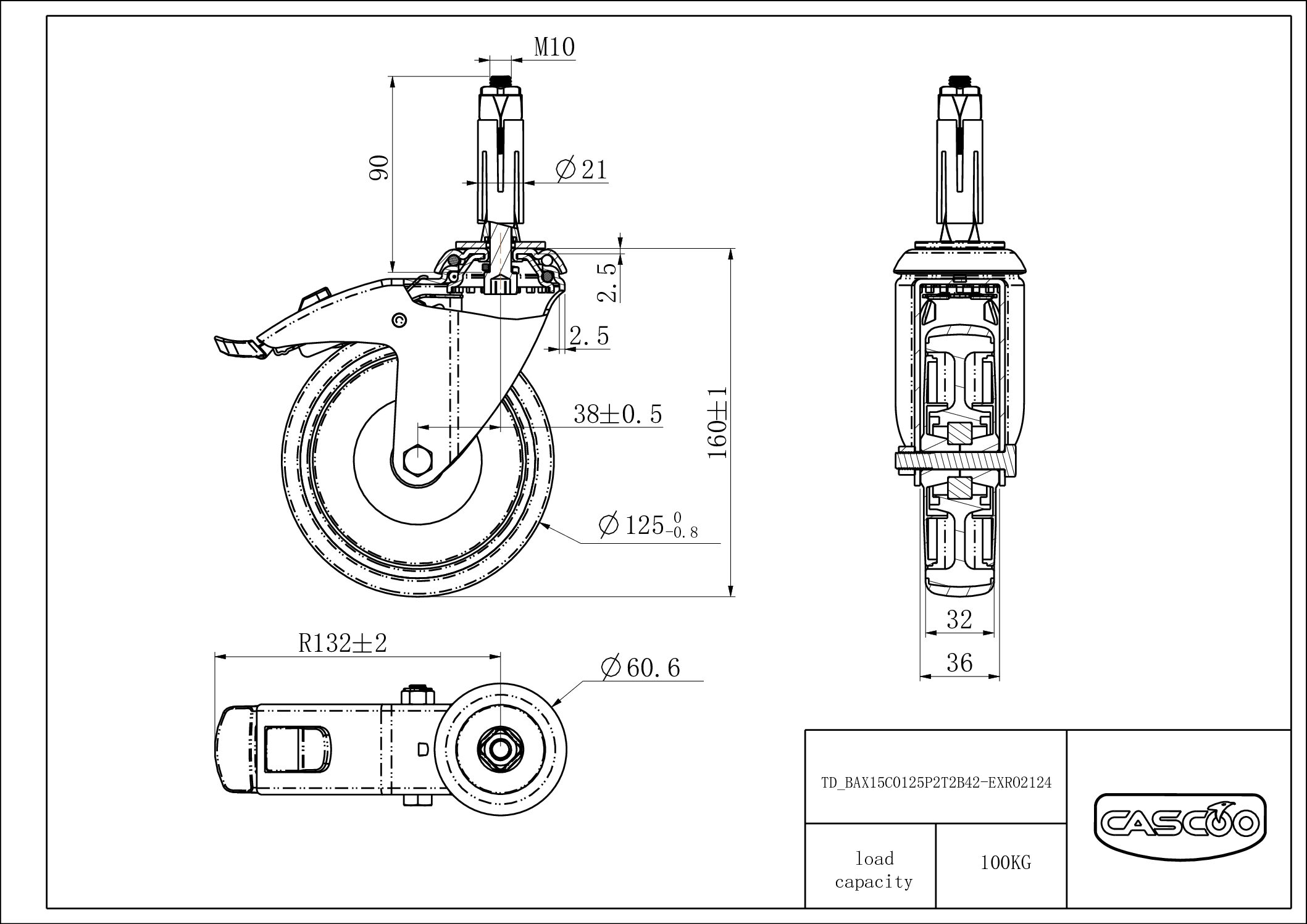 BAX15C0125P2T2B42_drawing Castor BAX15C0125P2T2B42