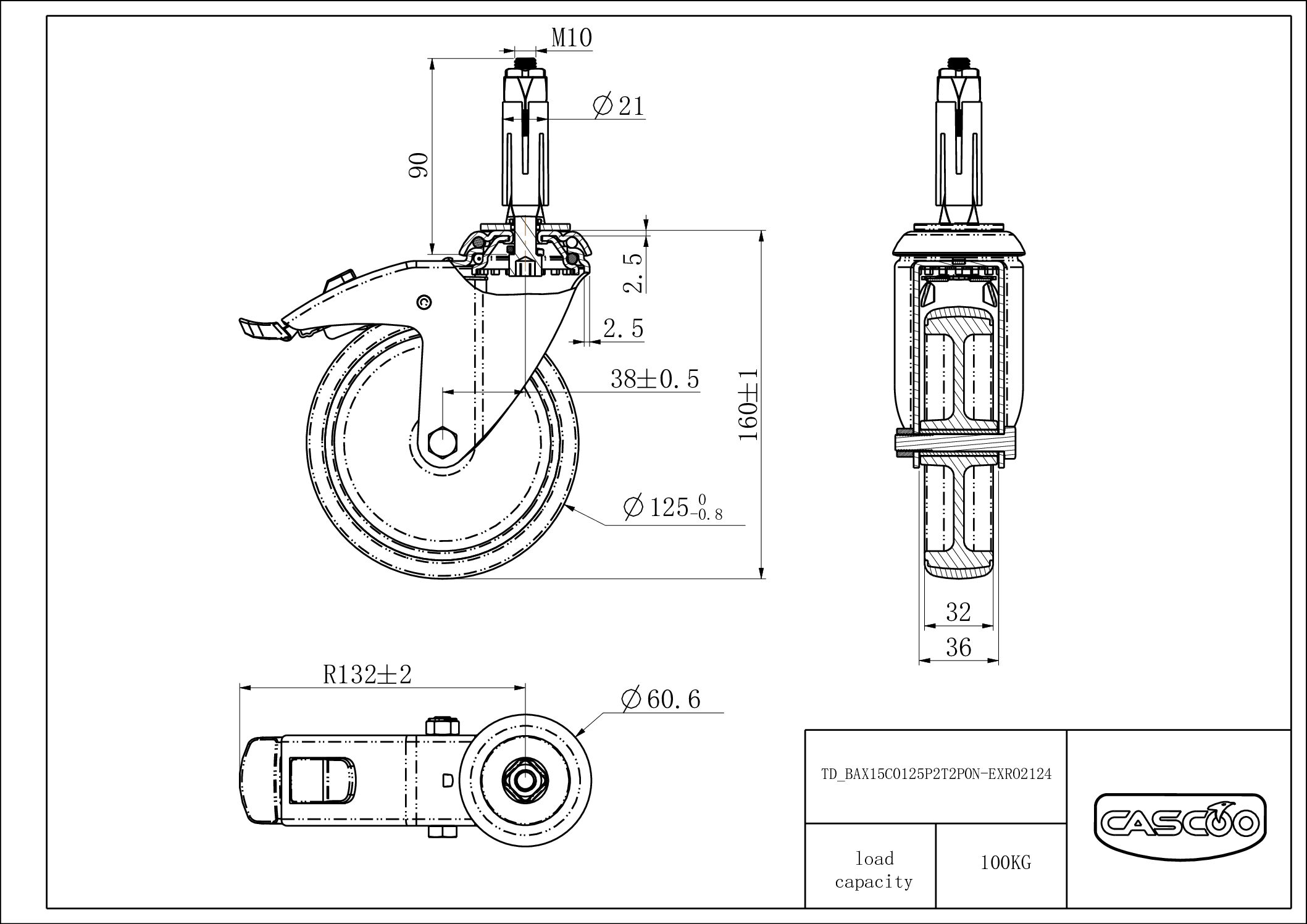 BAX15C0125P2T2P0N_drawing Castor BAX15C0125P2T2P0N