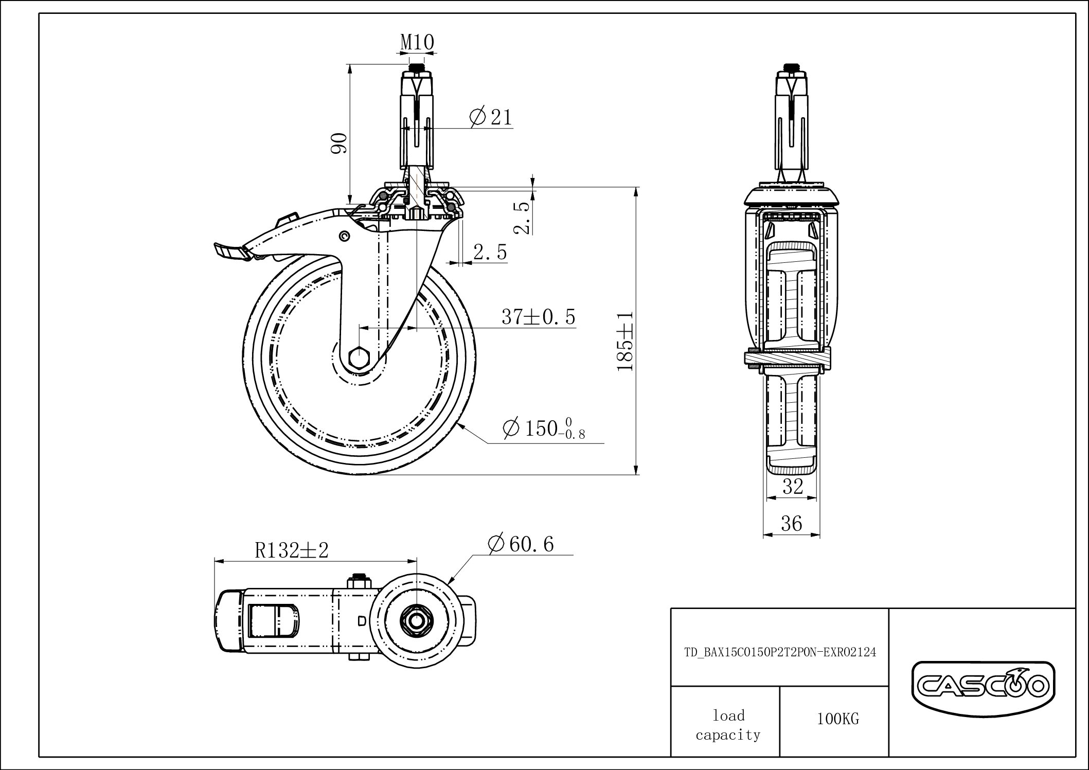 BAX15C0150P2T2P0N_drawing Castor BAX15C0150P2T2P0N