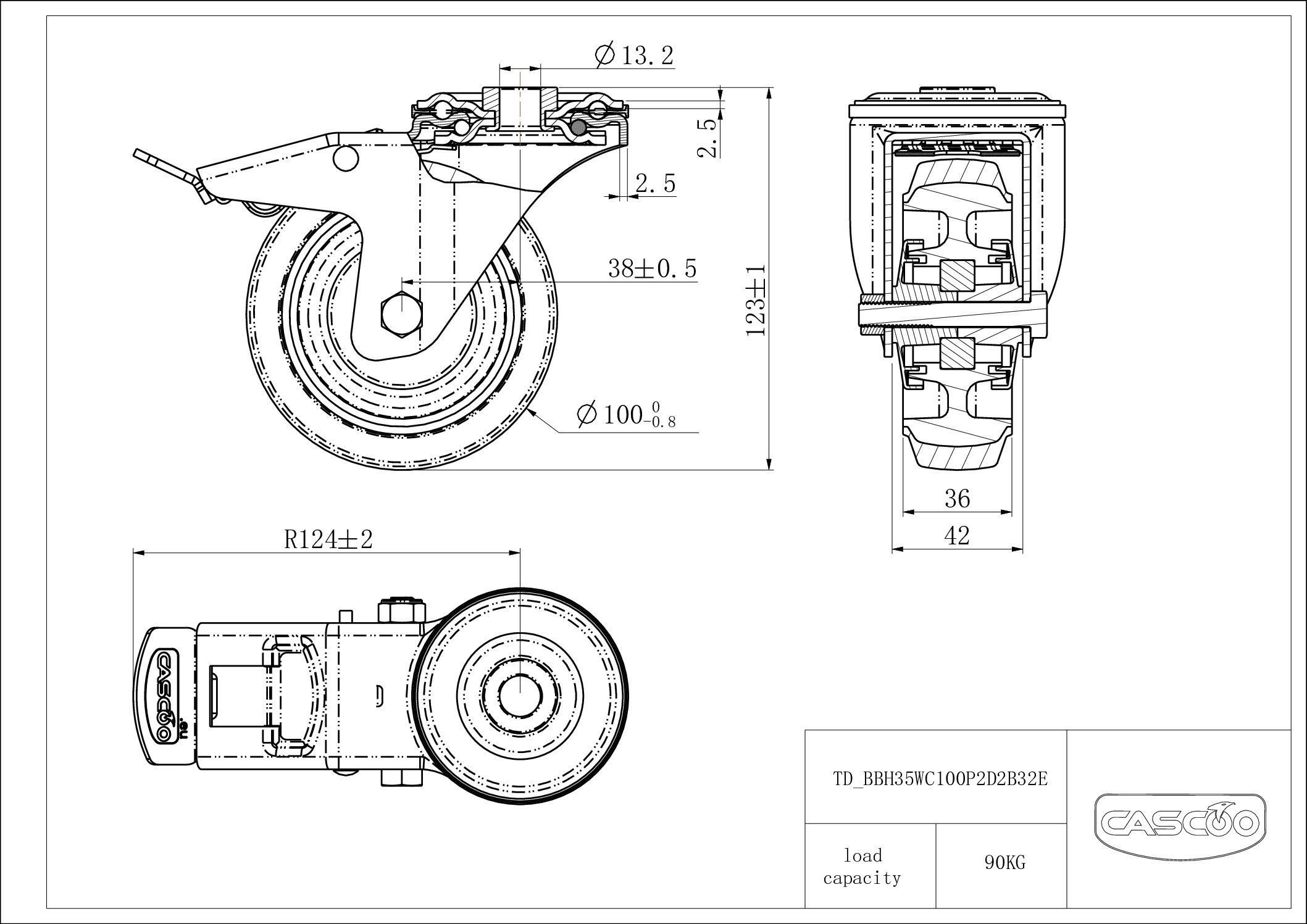 BBH35WC100P2D2B32E_drawing Castor BBH35WC100P2D2B32E
