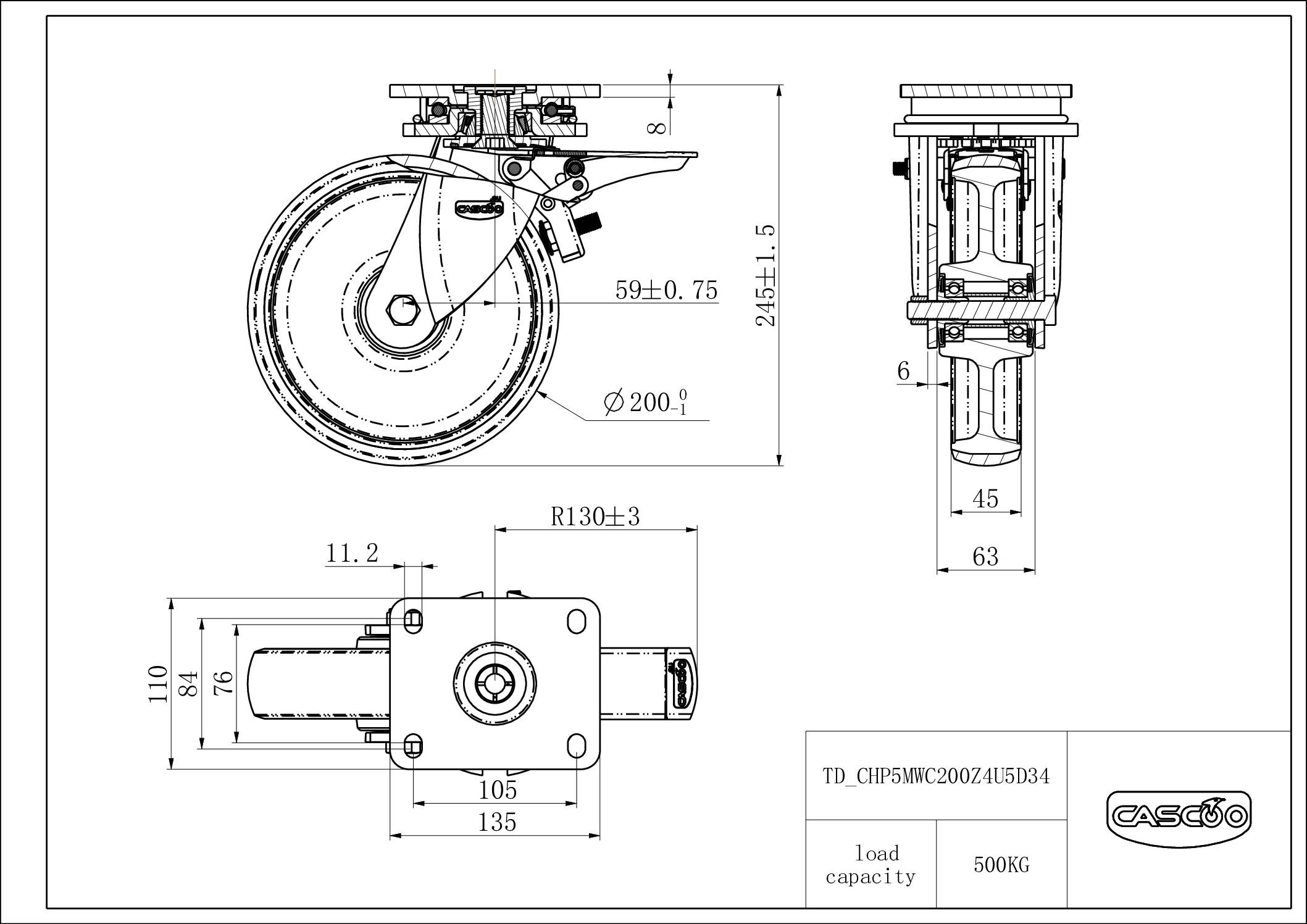 CHP5MWC200Z4U5D34_drawing Castor CHP5MWC200Z4U5D34