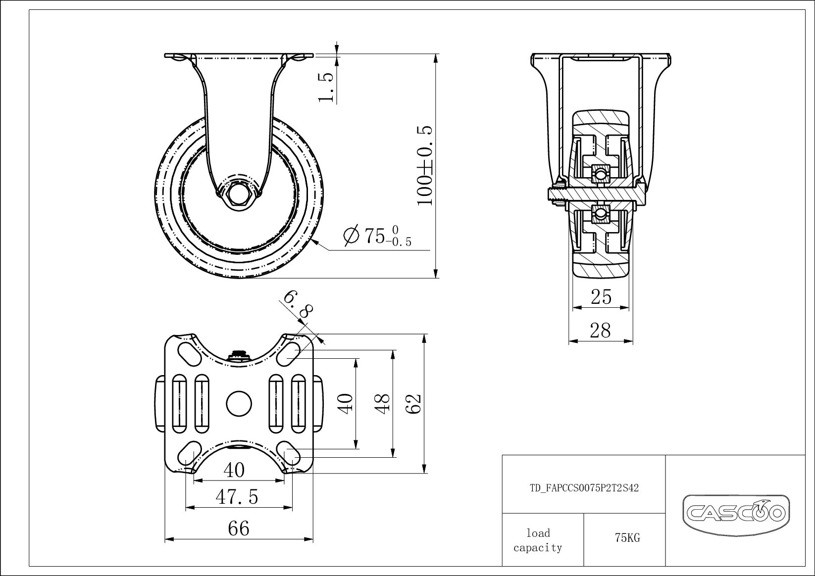 FAPCCS0075P2T2S42_drawing Pyörä FAPCCS0075P2T2S42