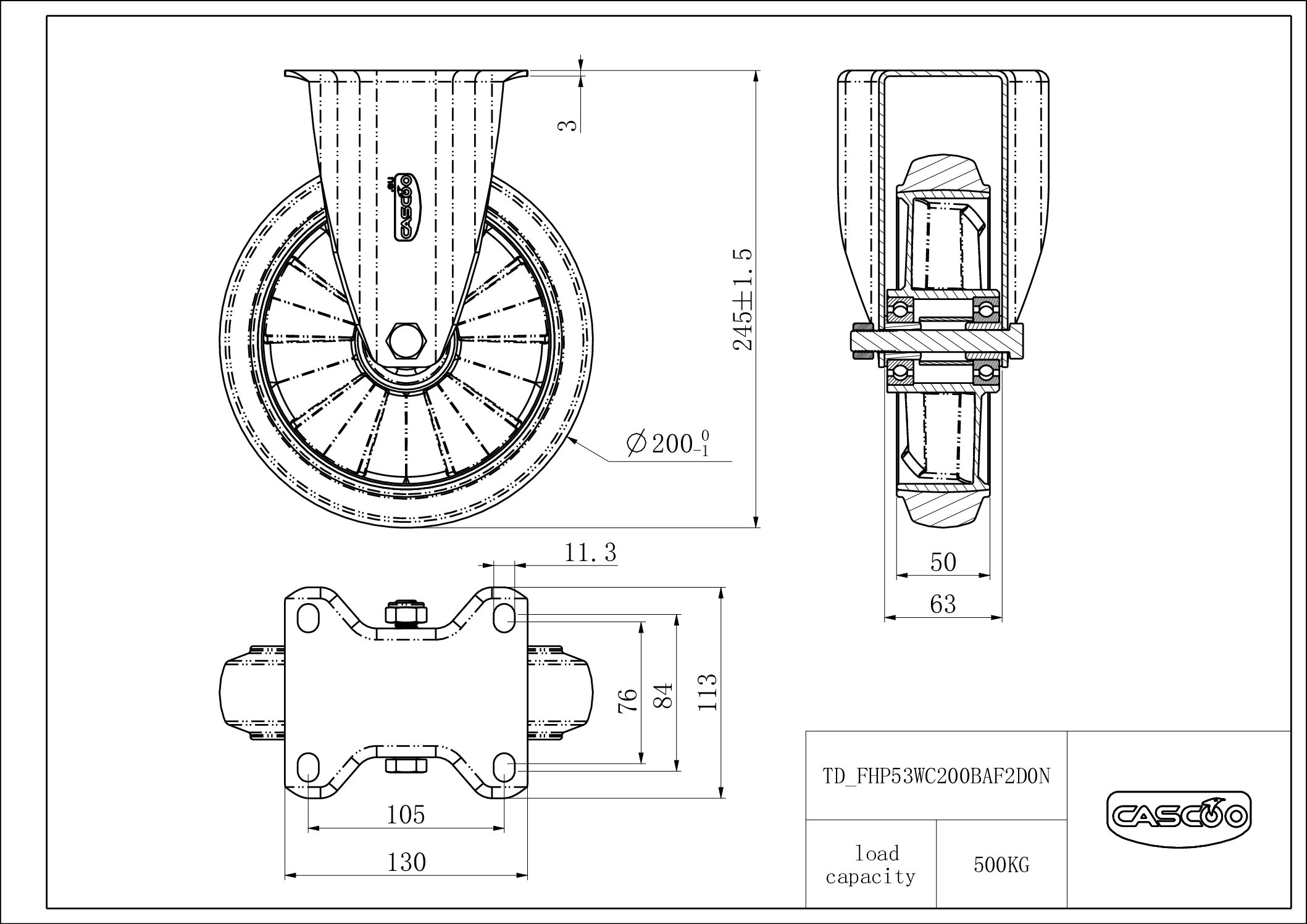 FHP53WC200BAF2D0N_drawing Pyörä FHP5LWC200BAF2D0N