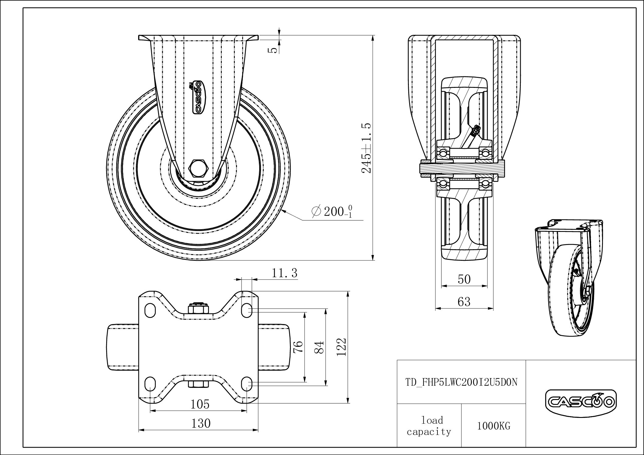 FHP5LWC200I2U5D0N_drawing Castor FHP5LWC200I2U5D0N