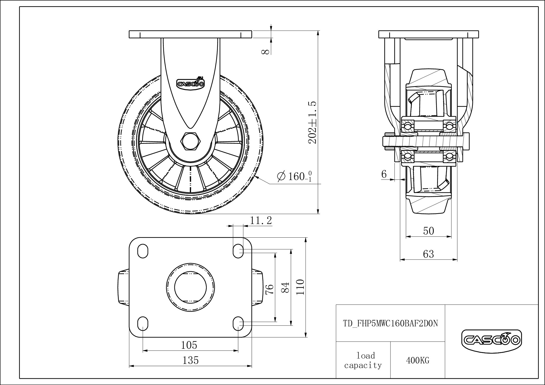 FHP5MWC160BAF2D0N_drawing Pyörä FHP5MWC160BAF2D0N