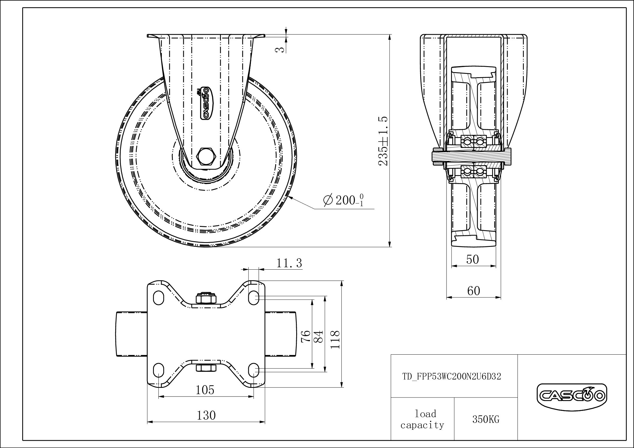 FPP53WC200N2U6D32_drawing Castor FPP53WC200N2U6D32