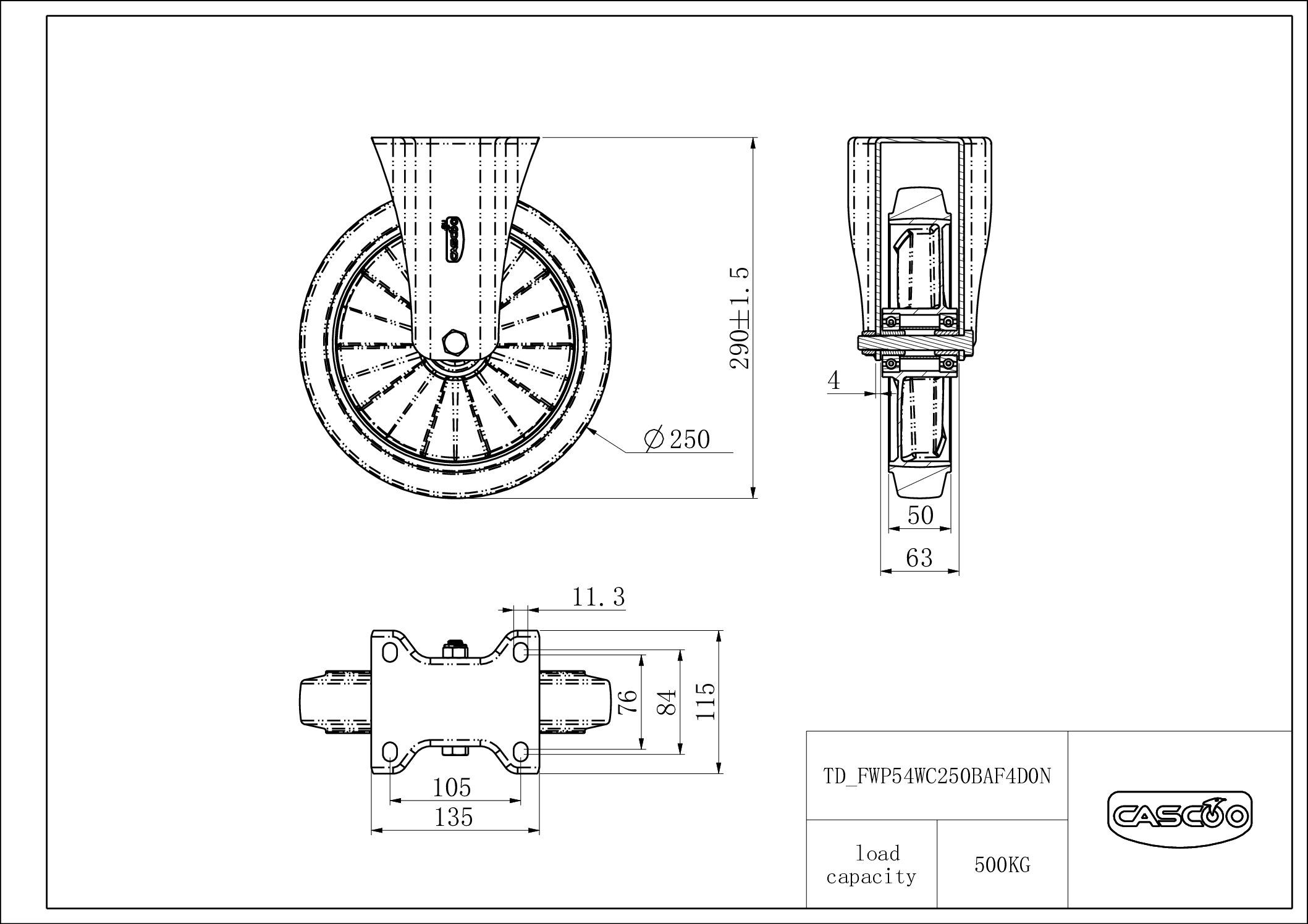 FWP54WC250BAF4D0N_drawing Castor FWP54WC250BAF4D0N