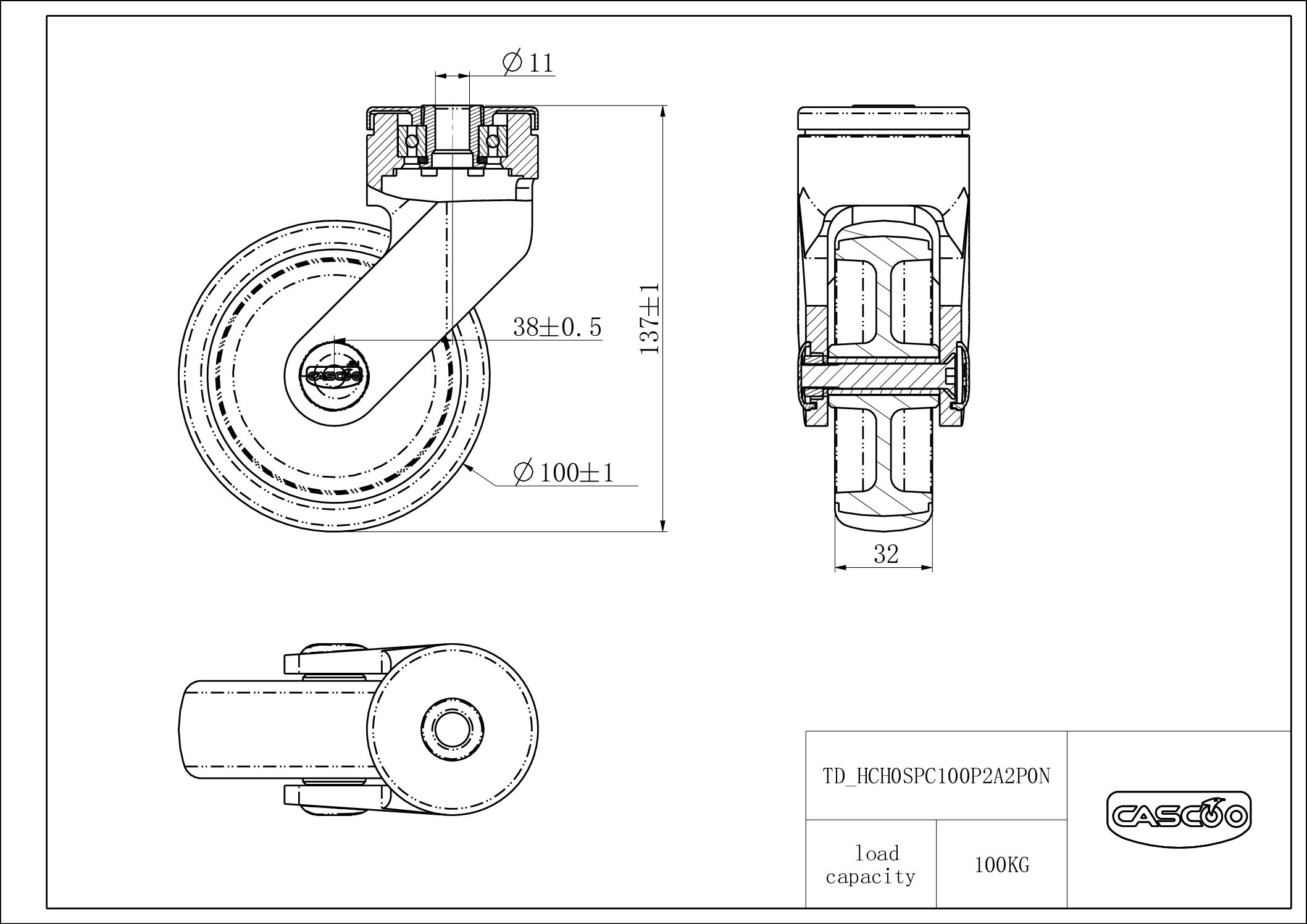 HCH0SPC100P2A2P0N_drawing Castor HCH0SPC100P2A2P0N