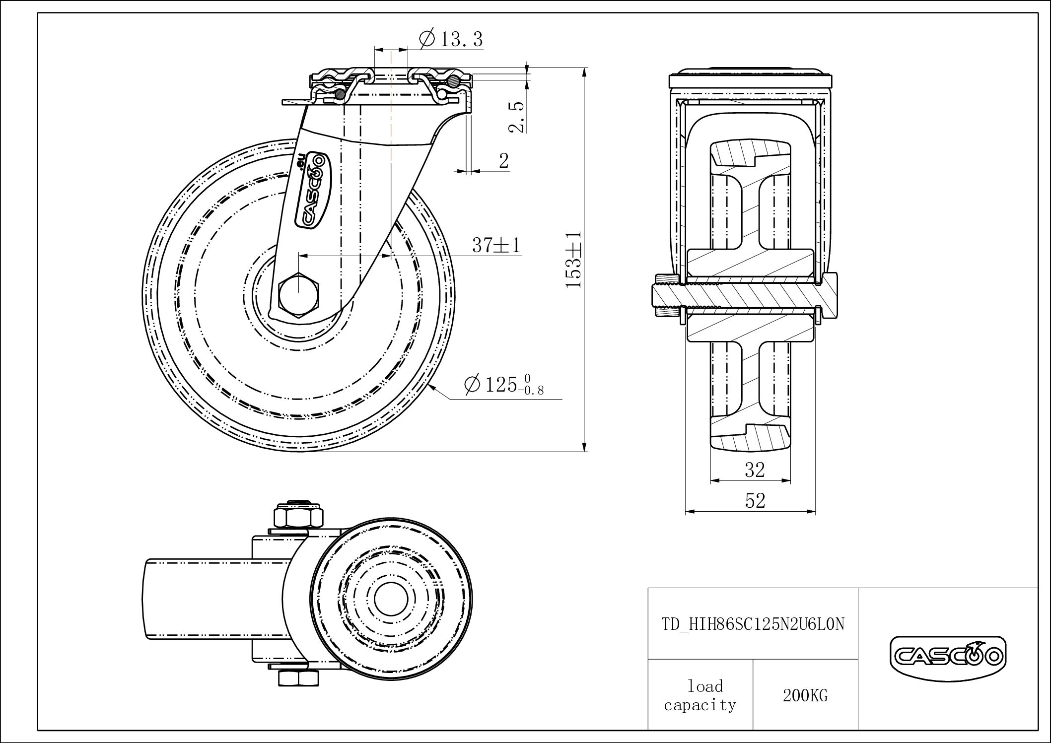 HIH86SC125N2U6L0N_drawing Castor HIH86SC125N2U6L0N