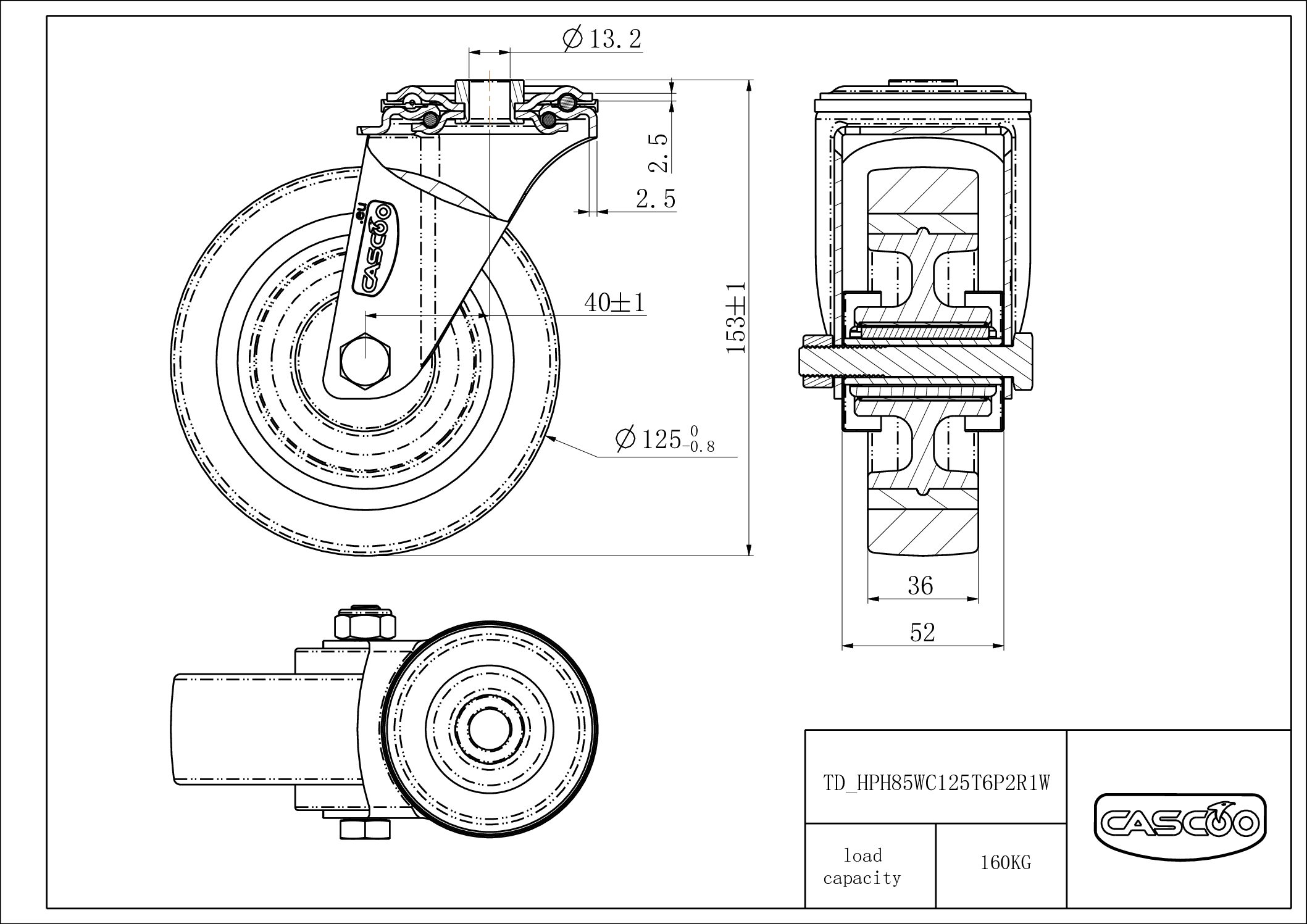 Castor HPH85WC125T6P2R1W