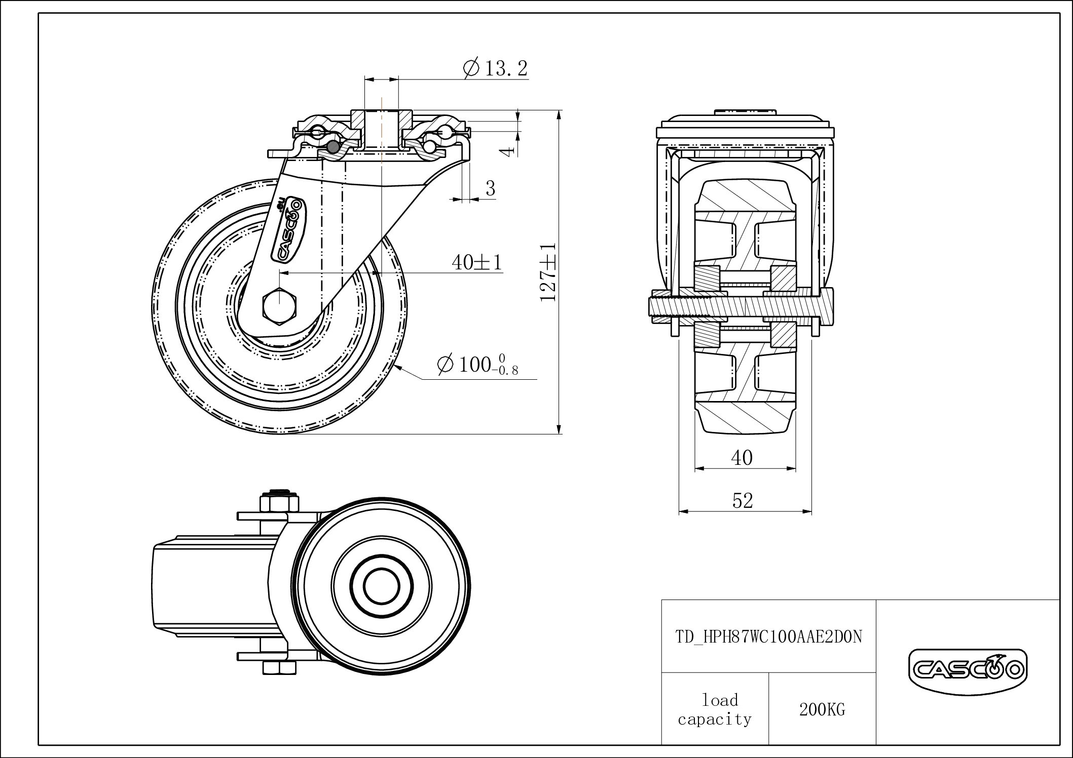 HPH87WC100AAE2D0N_drawing Castor HPH87WC100AAE2D0N