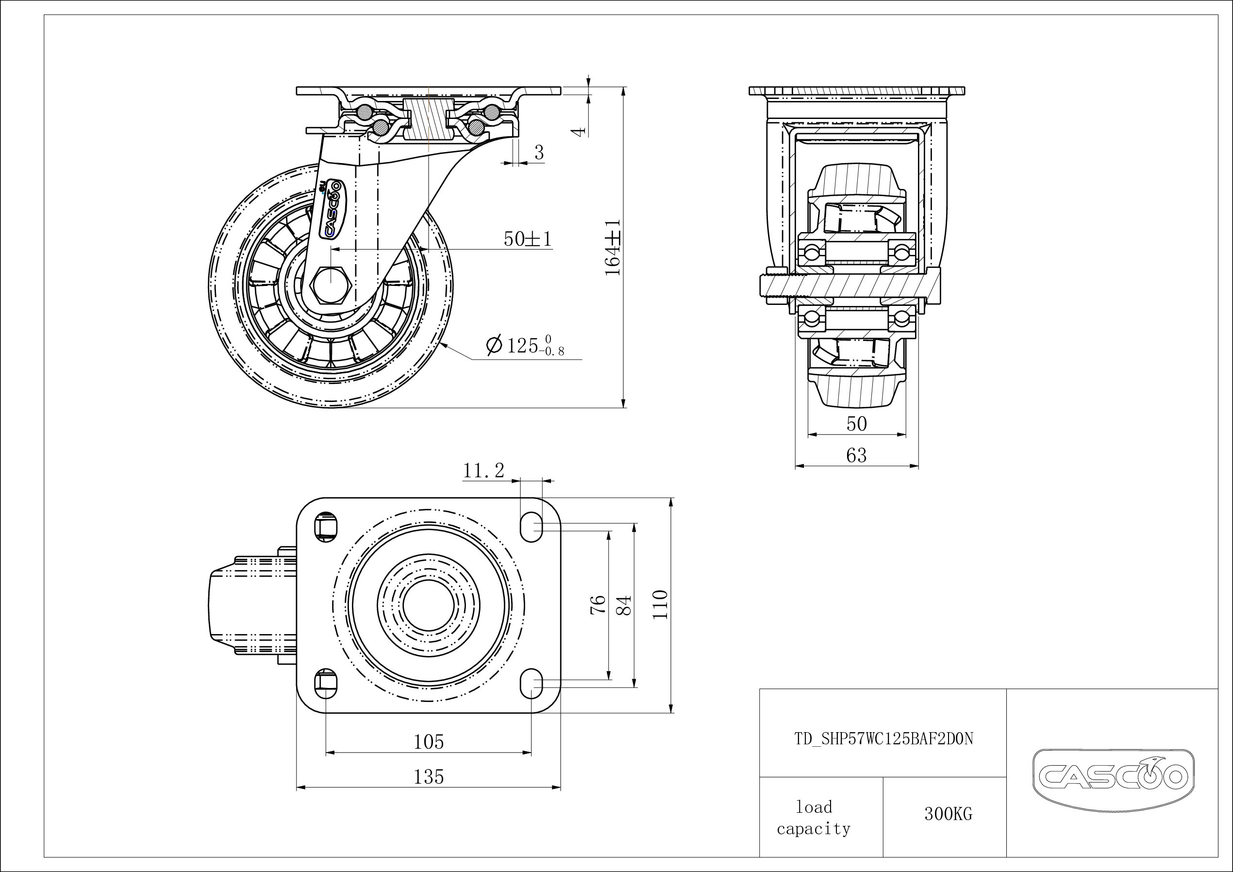 SHP57WC125BAF2D0N_drawing Castor SHP57WC125BAF2D0N