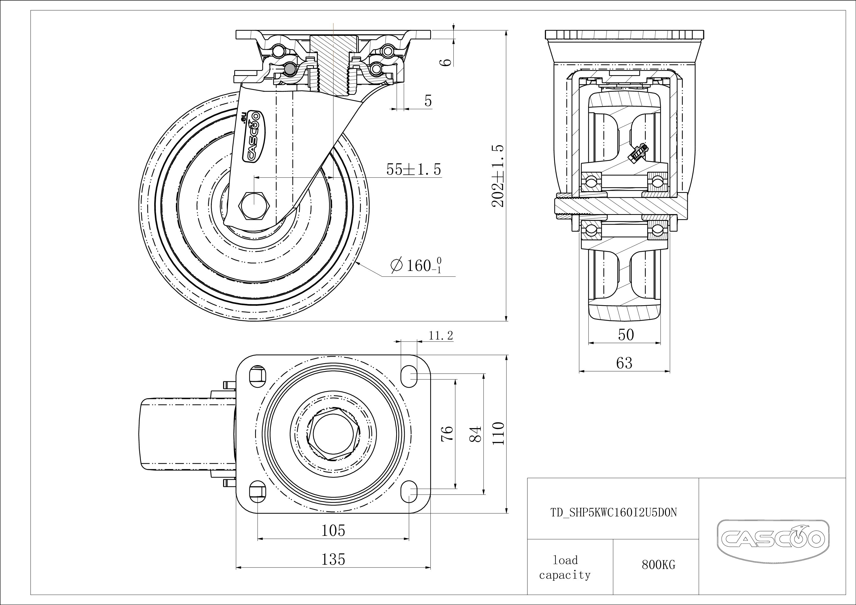 SHP5KWC160I2U5D0N_drawing Castor SHP5KWC160I2U5D0N