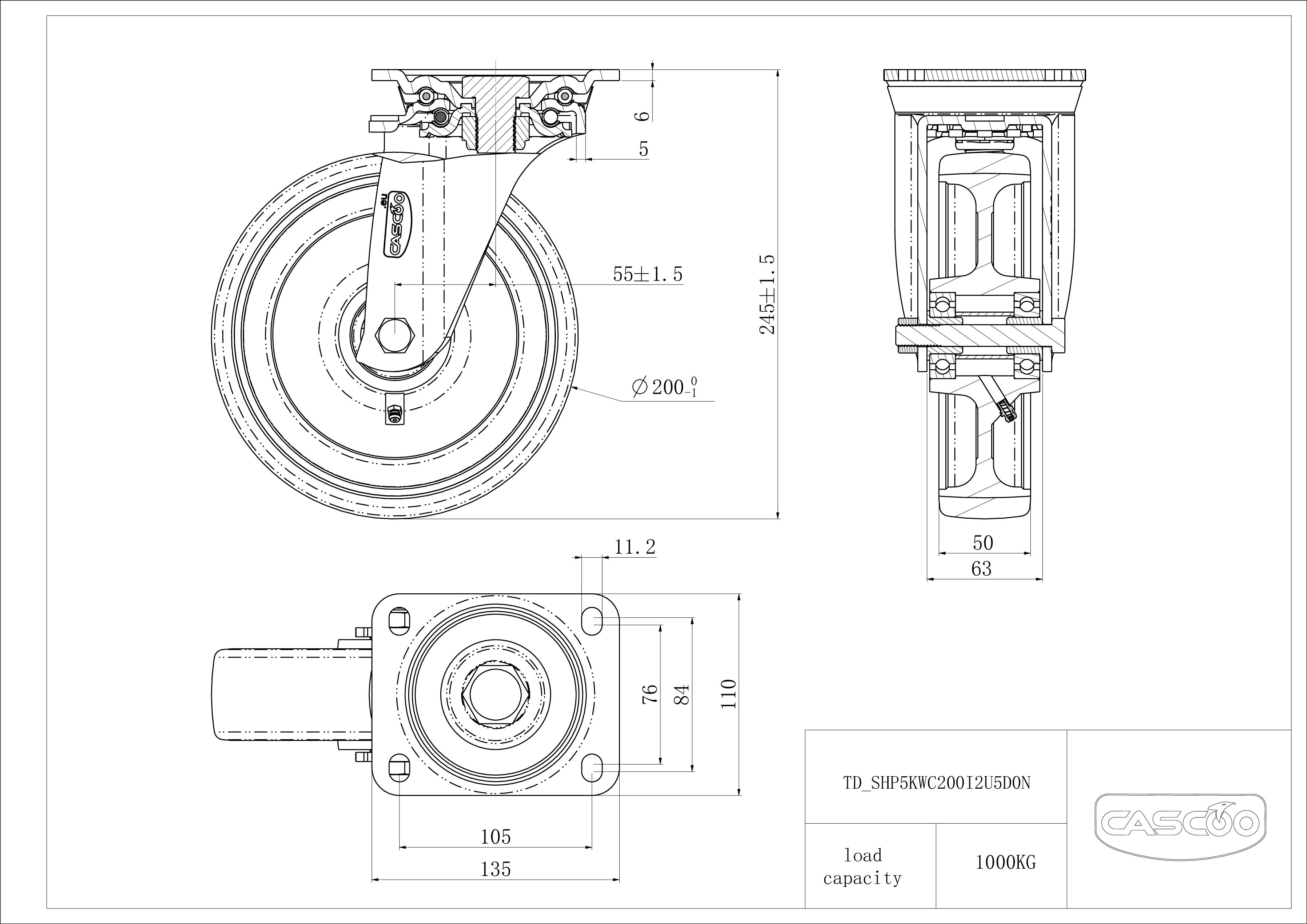 SHP5KWC200I2U5D0N_drawing Castor SHP5KWC200I2U5D0N