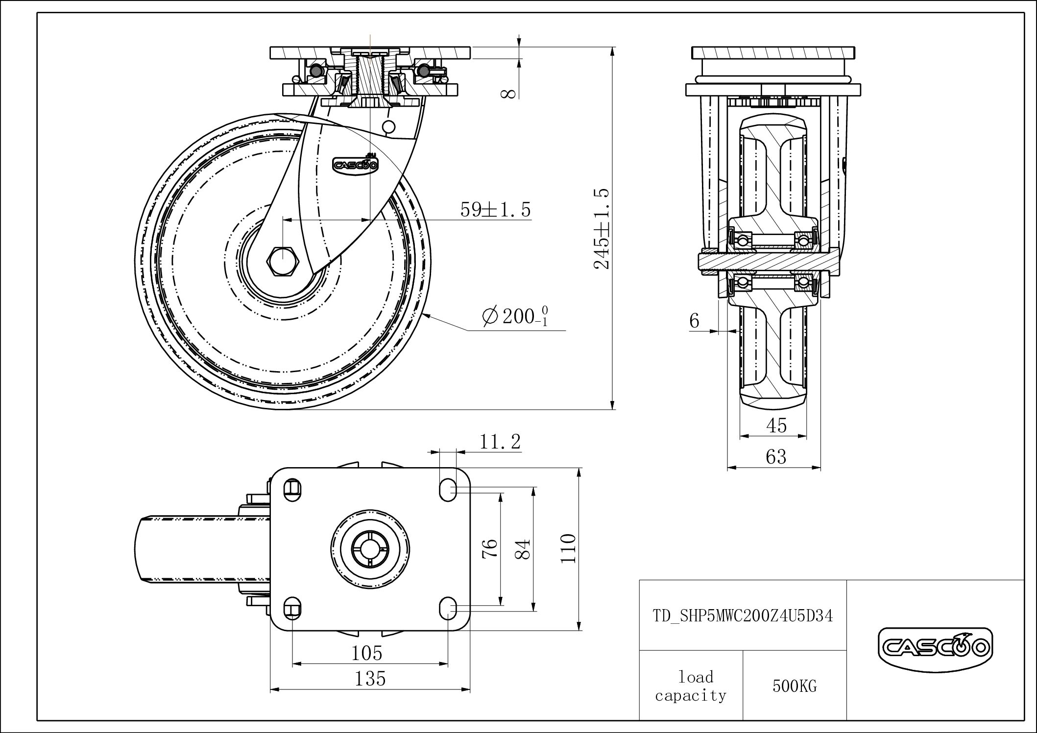 SHP5MWC200Z4U5D34_drawing Castor SHP5MWC200Z4U5D34