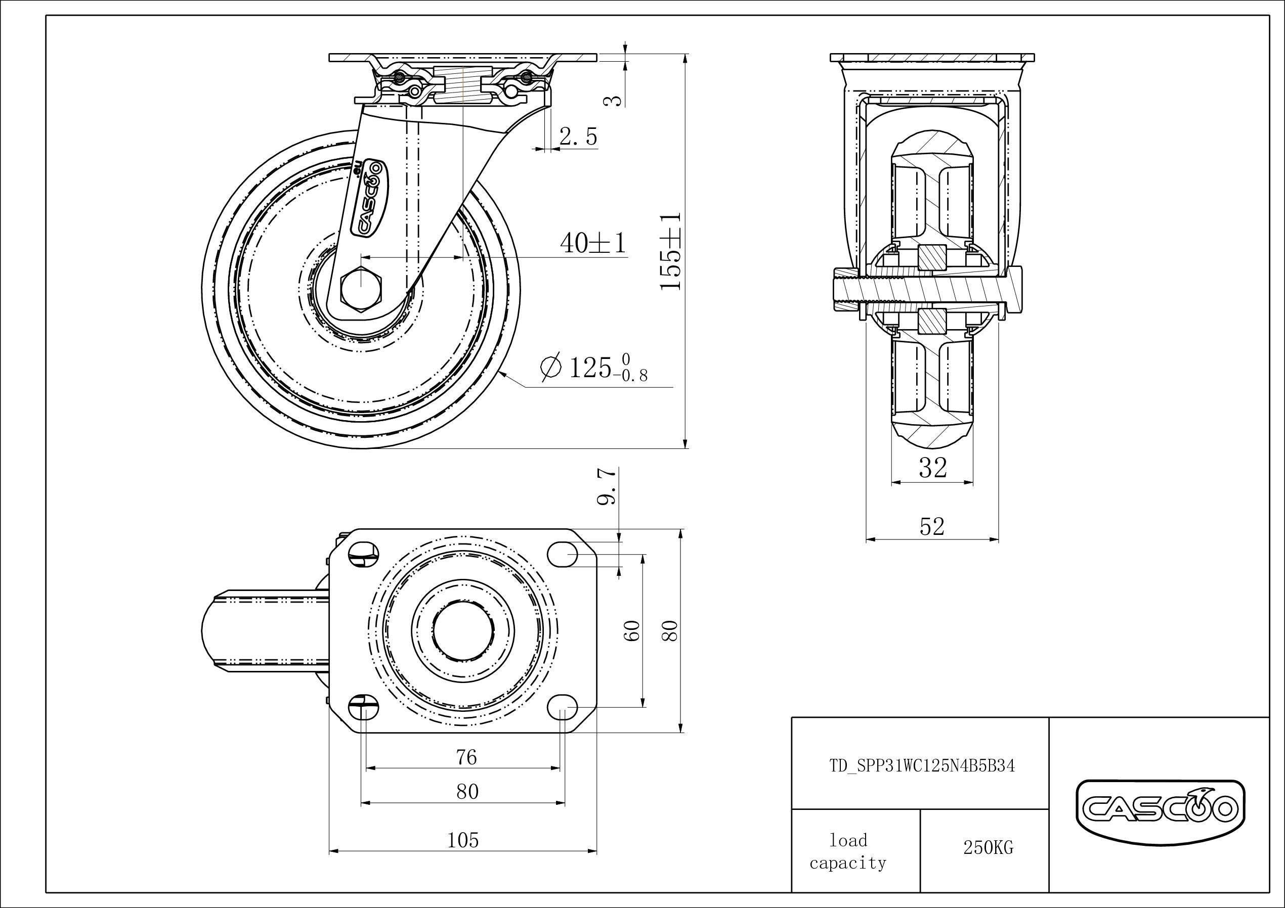 SPP31WC125N4B5B34_drawing Castor SPP31WC125N4B5B34