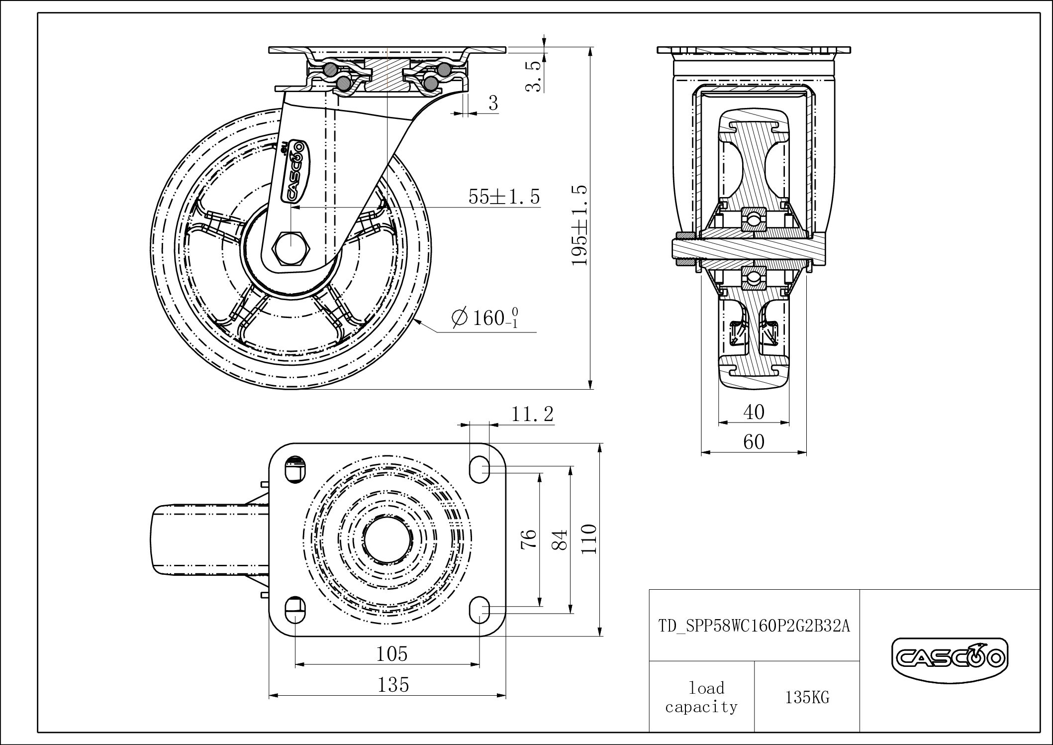 Castor SPP58WC160P2G2B32A