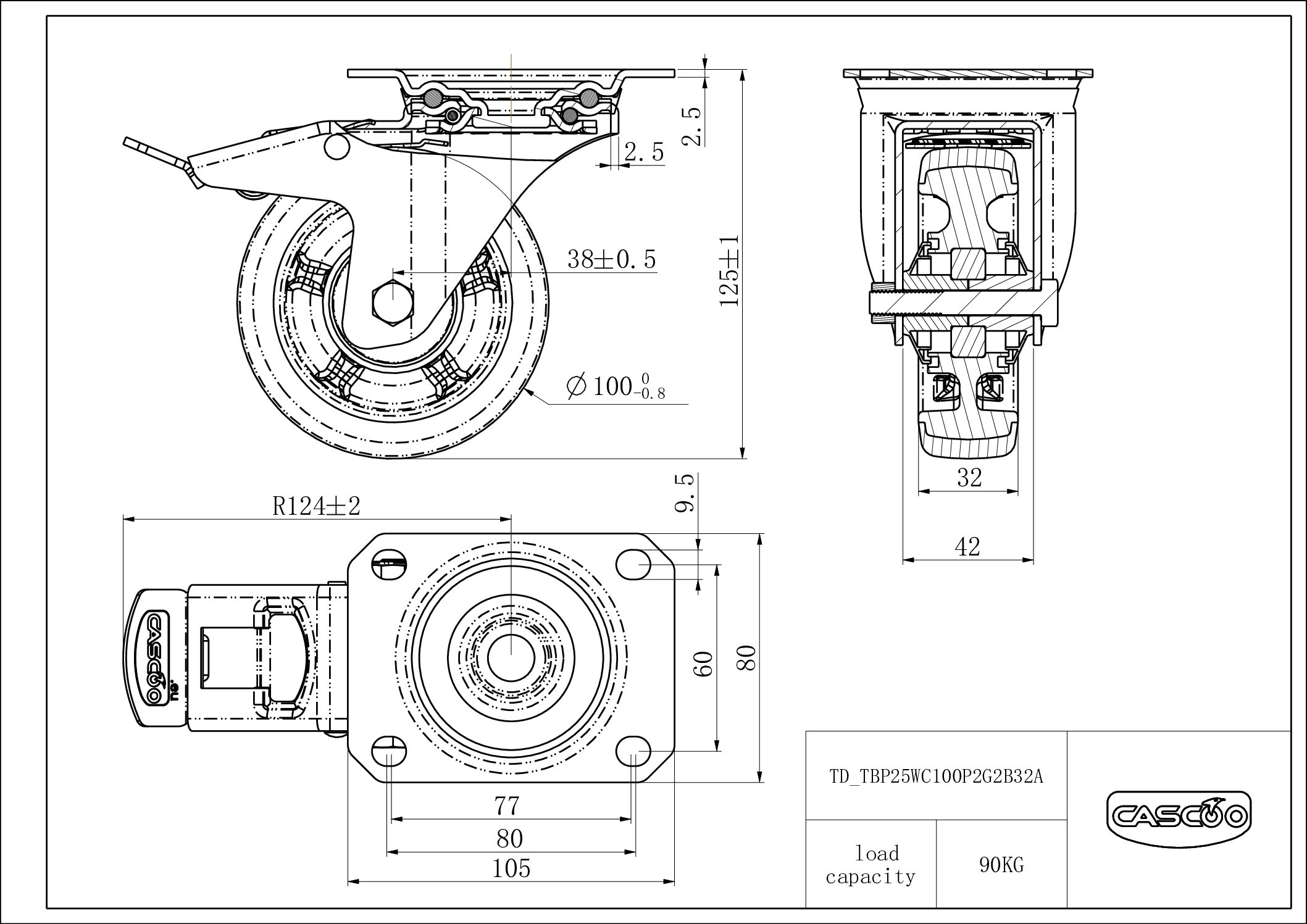 TBP25WC100P2G2B32A_drawing Castor TBP25WC100P2G2B32A