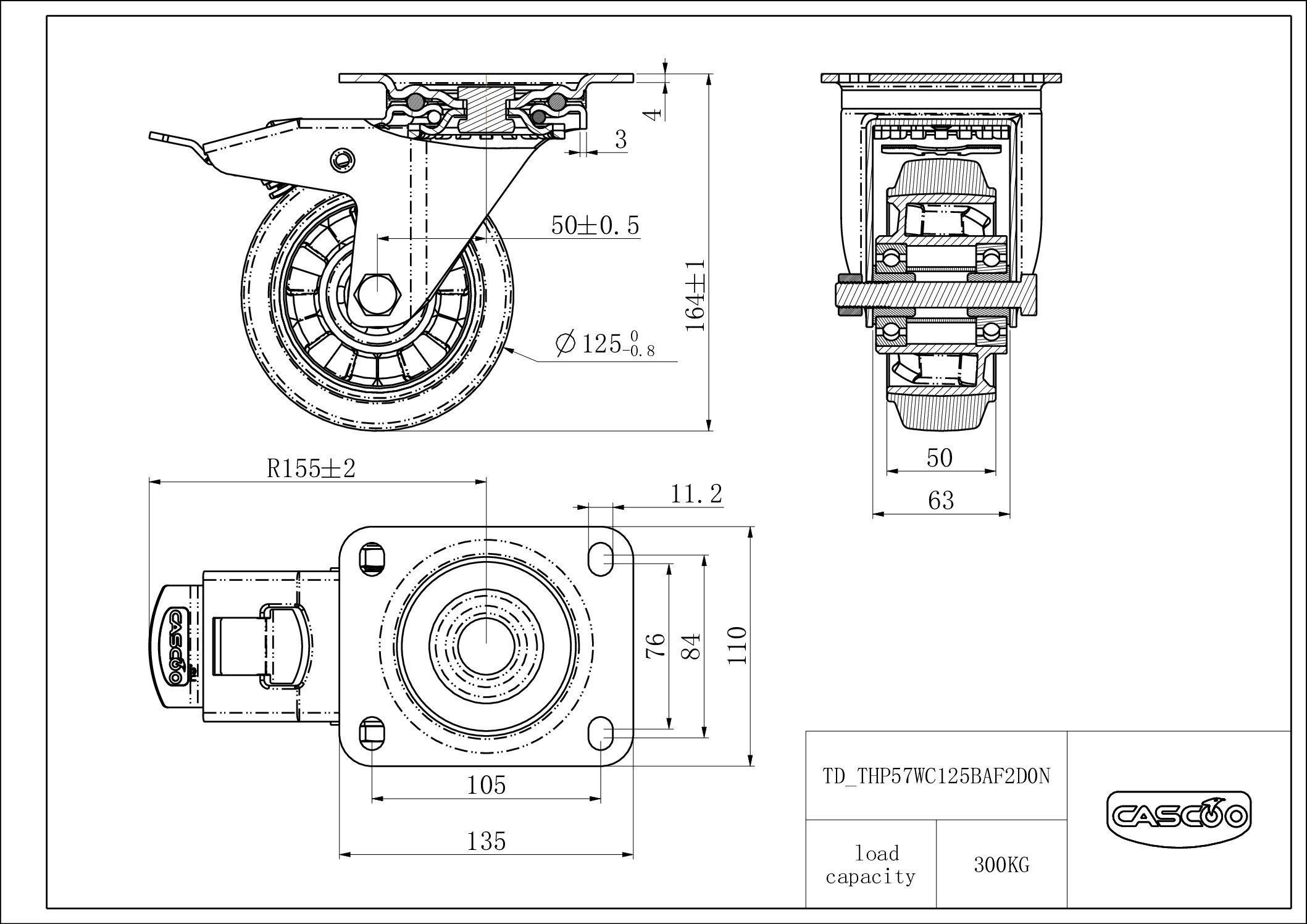 THP57WC125BAF2D0N_drawing Castor THP57WC125BAF2D0N