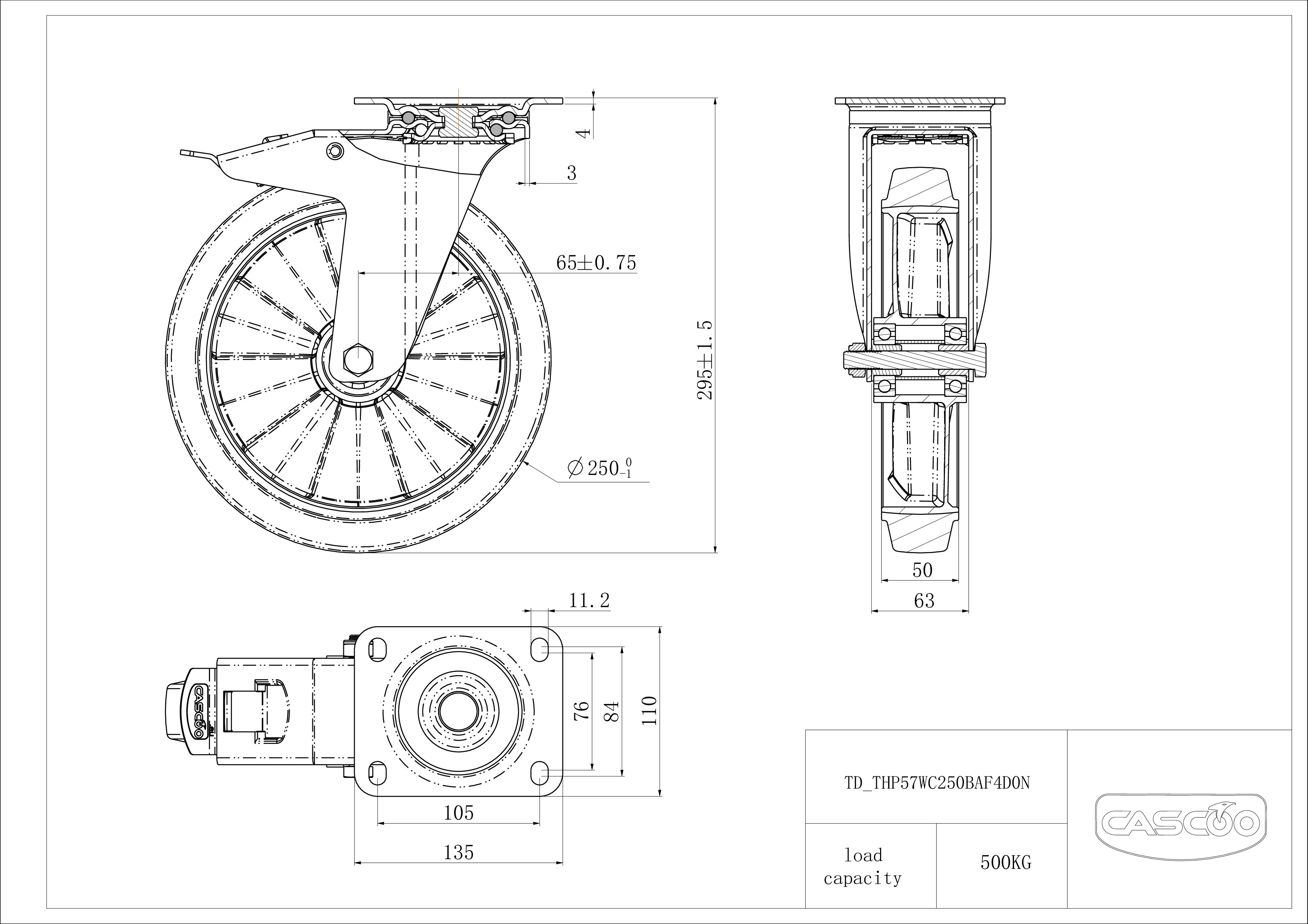 THP57WC250BAF4D0N_drawing Castor THP57WC250BAF4D0N