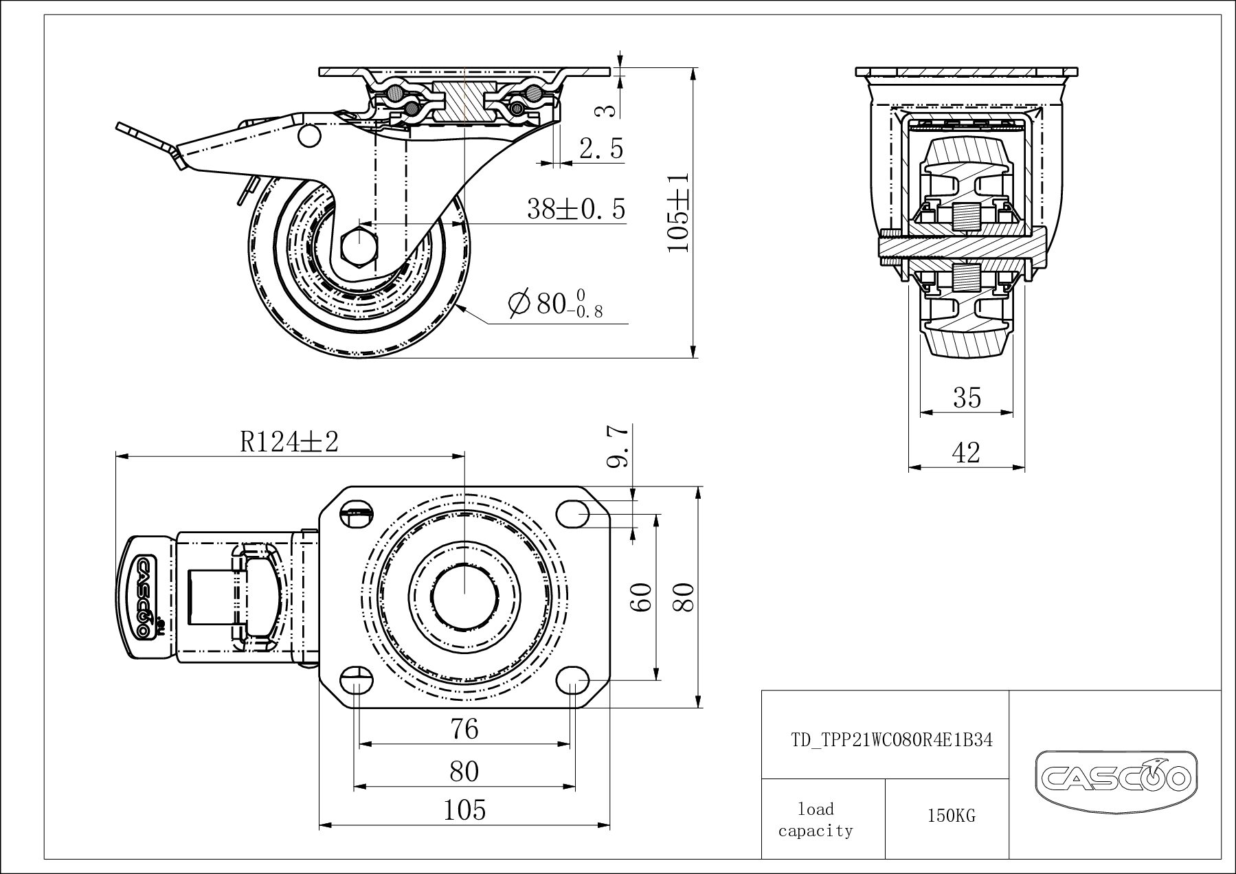 Castor TPP21WC080R4E1B34