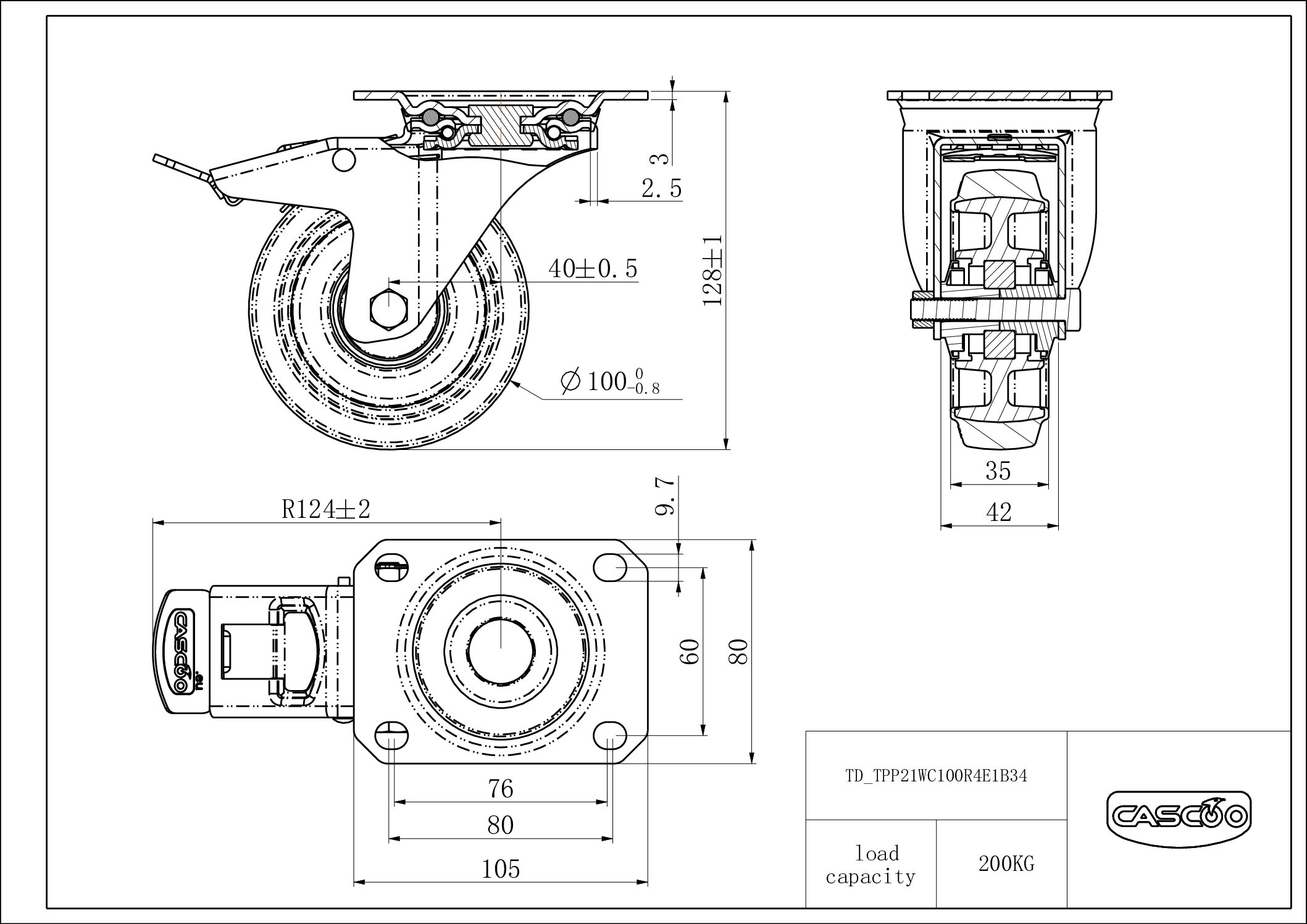 Castor TPP21WC100R4E1B34