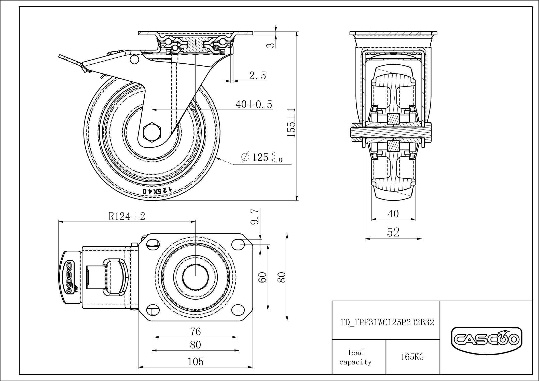TPP31WC125P2D2B32_drawing Castor TPP31WC125P2D2B32