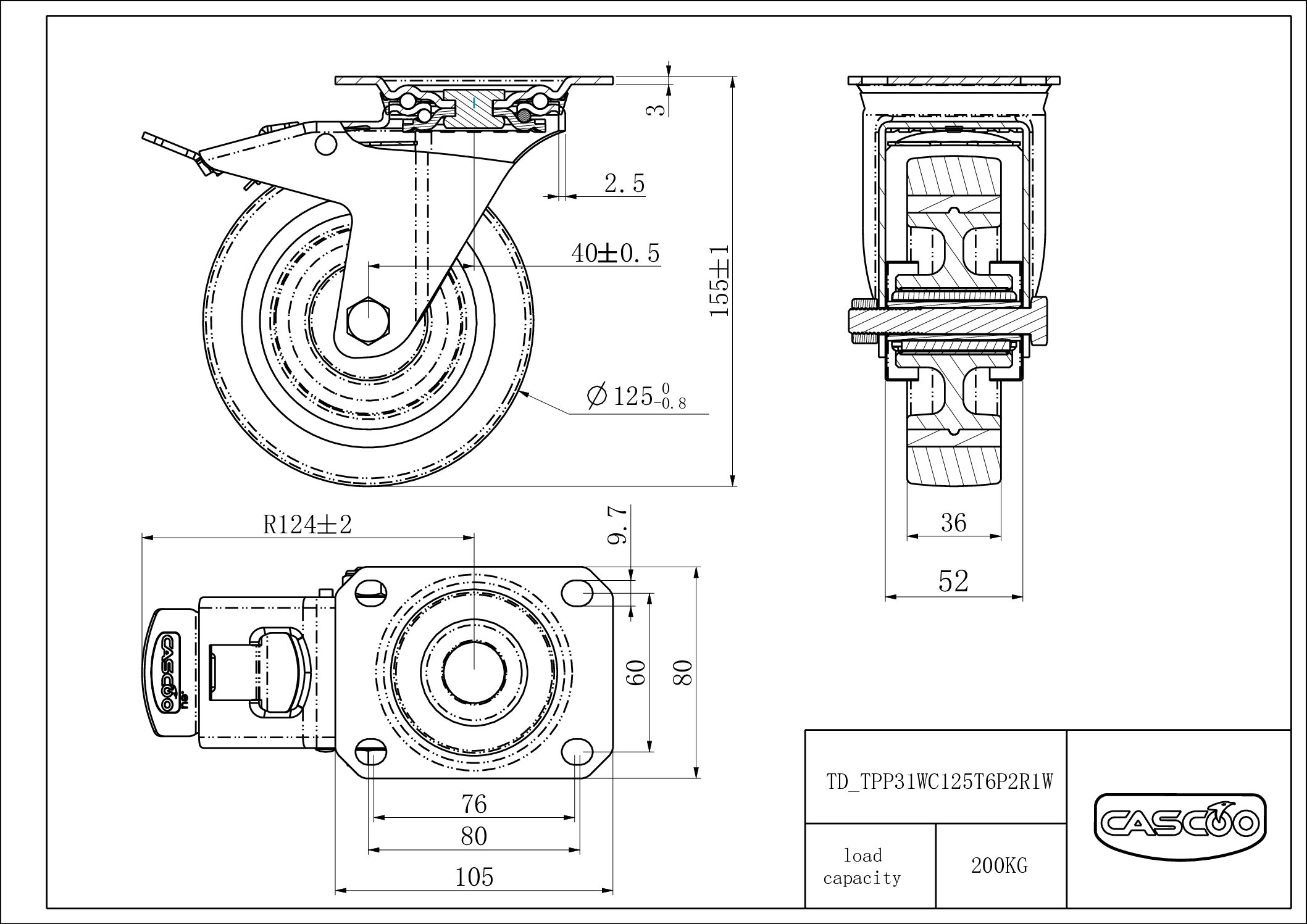 Castor TPP31WC125T6P2R1W